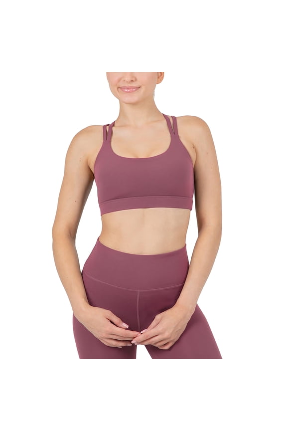 Active Women's Ultraluxe Strappy Medium Impact Bra, Athleisure, 4-Way-Stretch, Moonlight Mauve, S