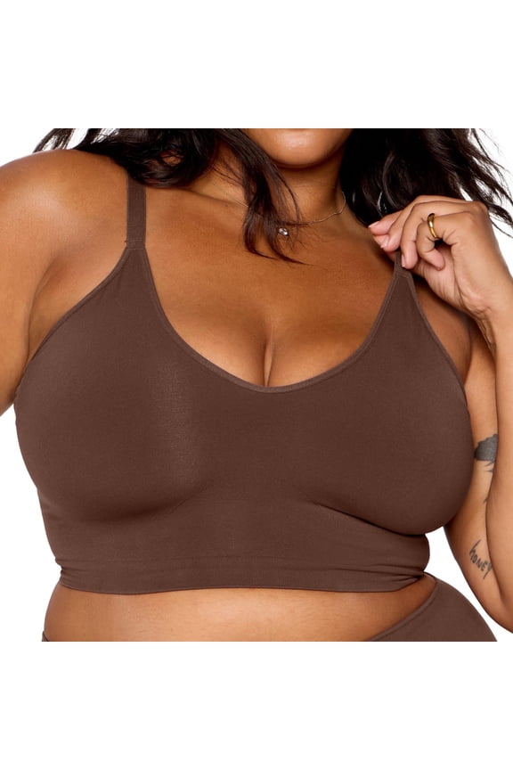 Nearly Naked Shaping Plunge Bra, Brown, 1X/2X