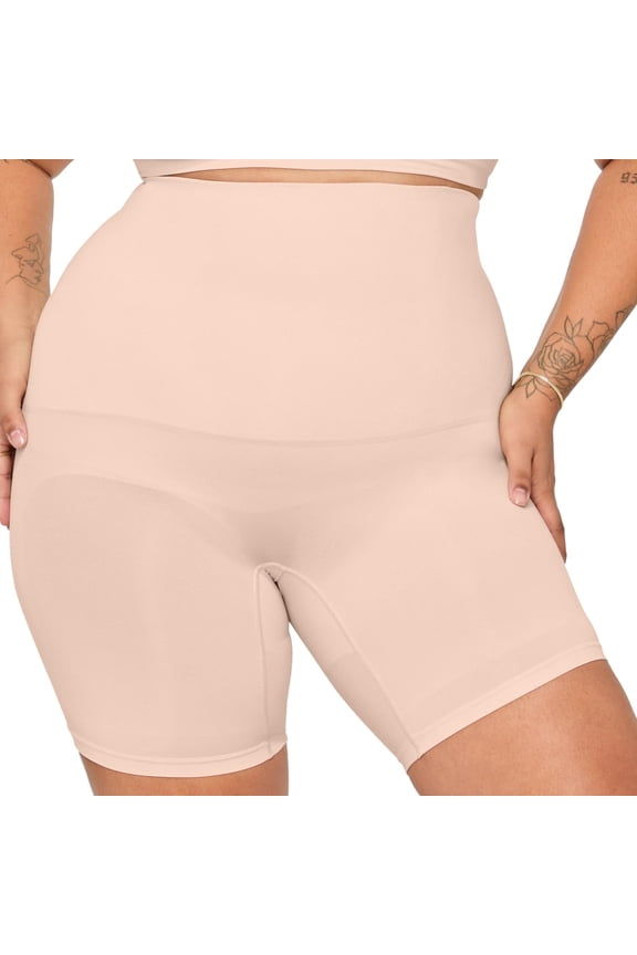 Nearly Naked Shaping Ultra High Waist Booty Lift Short, Beige, 1X/2X