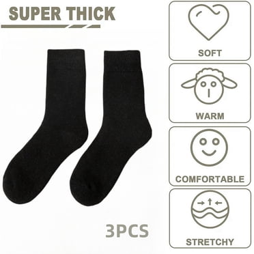 CHAO RAN Men's 3-Pair Wool Cashmere Socks – Mid Calf, Thermal, Breathable – Winter