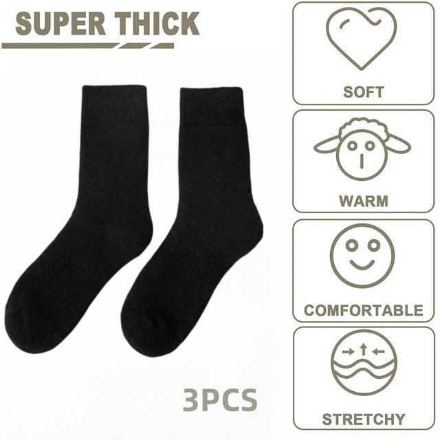 YITUMU 3 Pairs Men Wool Socks, Warm Wool Socks For Men, Men's Winter