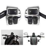 YIUIY 1 Pair Motorcycle 1" Handlebar Switches Control and Wiring Harness with 1996-2012 Harley Softail Dyna Sportster V-Rod Silver
