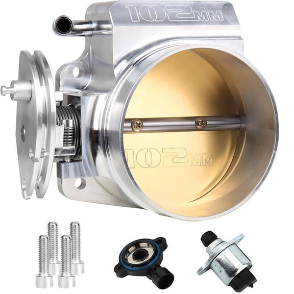 YIUIY 102mm Aluminum 4-Bolt Throttle Body + TPS IAC For GM Gen III LS1 LS2 LS6 LS7 LSX