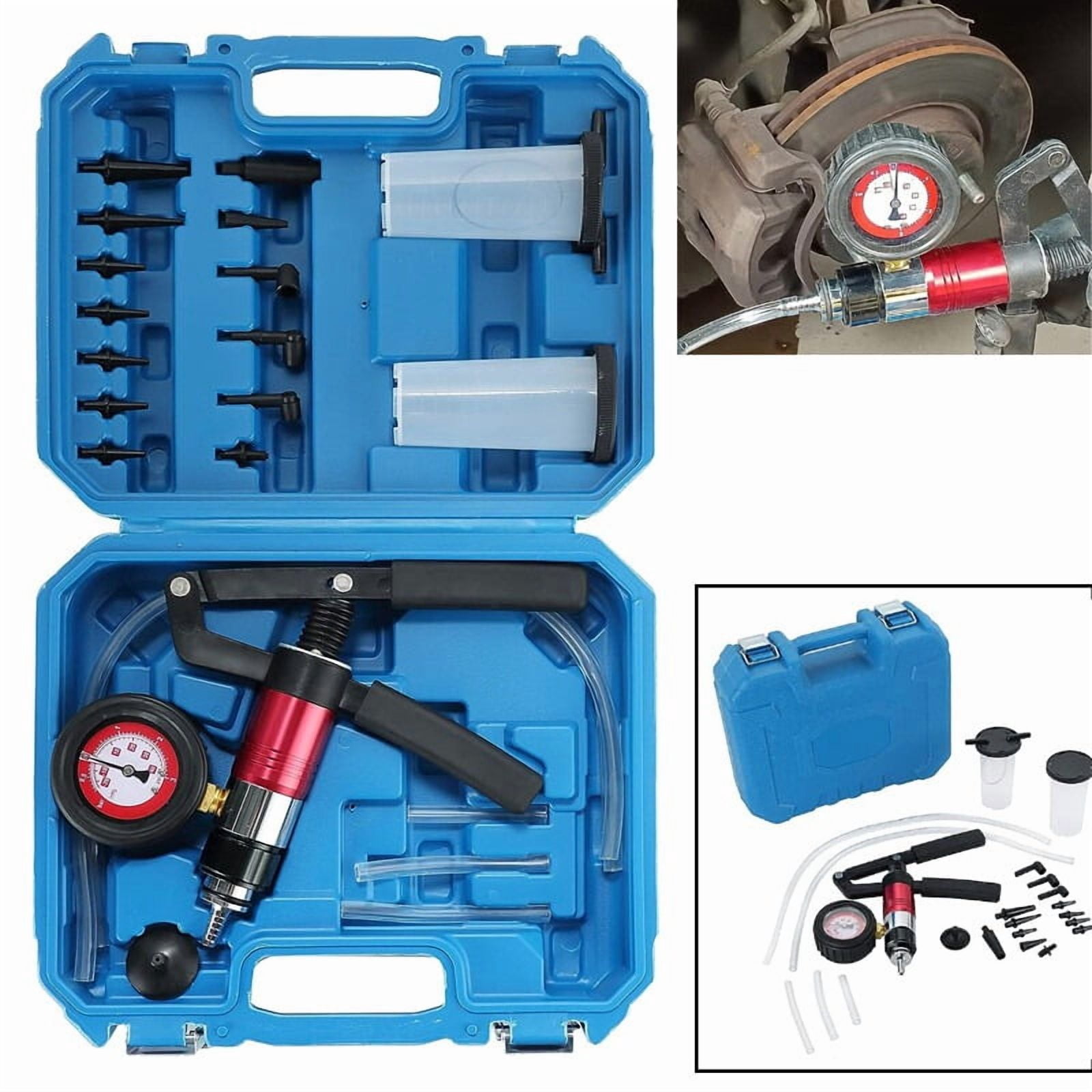 YIUIY 21Pcs Hand Held Vacuum and Pressure Pump Tester Tool Brake Bleeder Kit + Case