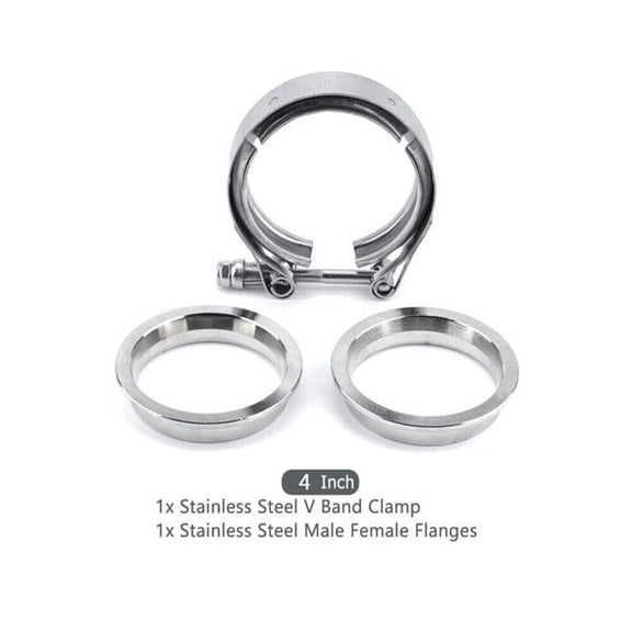 YIUIY 2PC 4" Stainless Steel V-Band Bolt Clamp Male Female Flanges for Turbo Universal