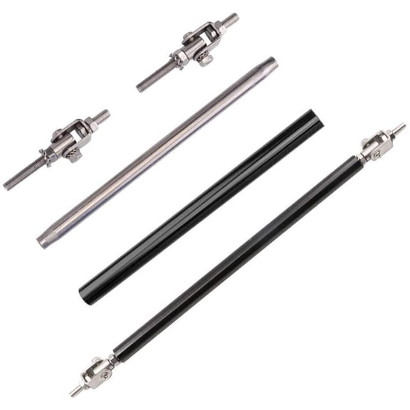 YIUIY 2PC Adjustable Front Bumper Lip Splitter Spoiler Strut Rod Tie Support Bar Black