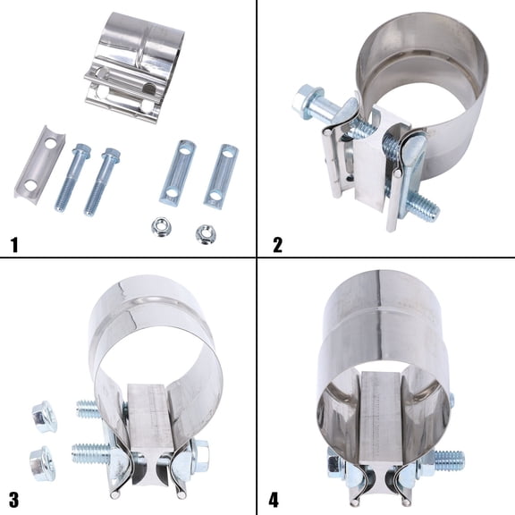 YIUIY 2PCS 2.5 inch lap Joint Exhaust Band Clamp Muffler Coupler Stainless Steel T304