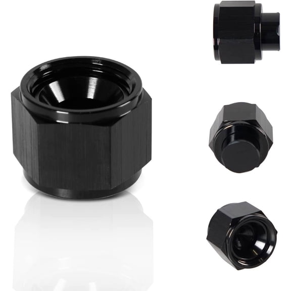 YIUIY 2PCS 8AN Female Flare Cap Block off Fitting Plug Nut Adapter Black Aluminum