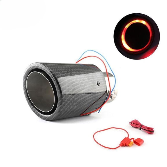 YIUIY 2PCS Universal Modified LED Luminous Muffler Tip Tail Pipe Carbon Fiber Curved