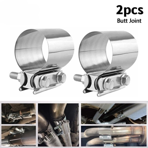 YIUIY 2Pcs 5 Inch Stainless Steel Butt Joint Exhaust Band Clamp Car Exhaust Manifolds