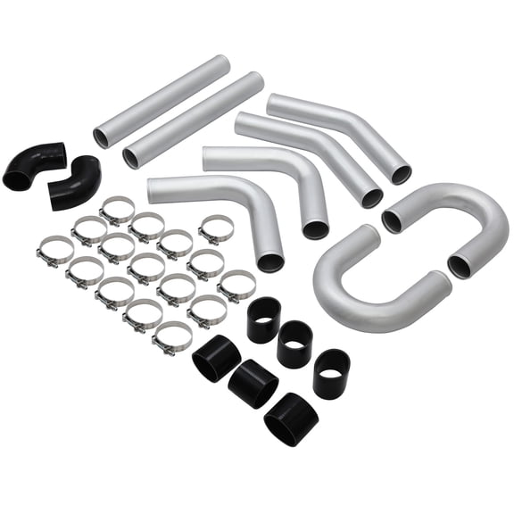 YIUIY 3" Inch Turbo Intercooler Aluminum w/U Pipe Silicone Coupler Clamp Kit
