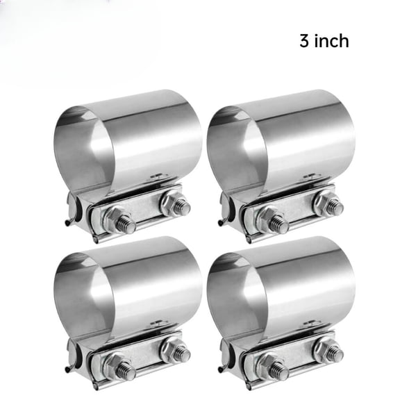 YIUIY 4pcs 3 Inch Butt Joint Exhaust Band Clamp Muffler Sleeve Coupler Stainless Steel