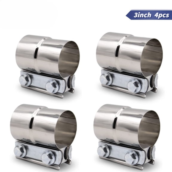 YIUIY 4pcs 3 inch Stainless Steel Lap Joint Band Exhaust Clamp Sleeve Coupler T-304