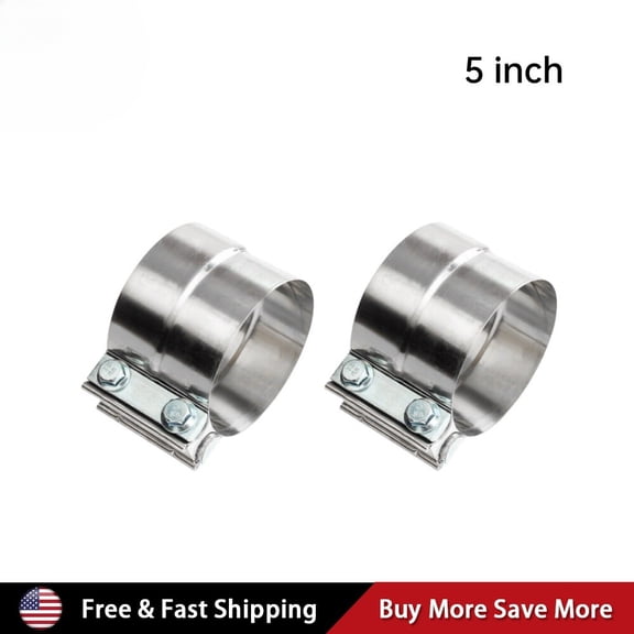 YIUIY 5" Lap Joint Exhaust Band Clamp Preformed Aluminized Steel (2 Pack)