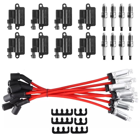 YIUIY 8 Pack Square Ignition Coil & Spark Plug Wire For Chevy GMC 4.8L 5.3L 6.0L 8.1L