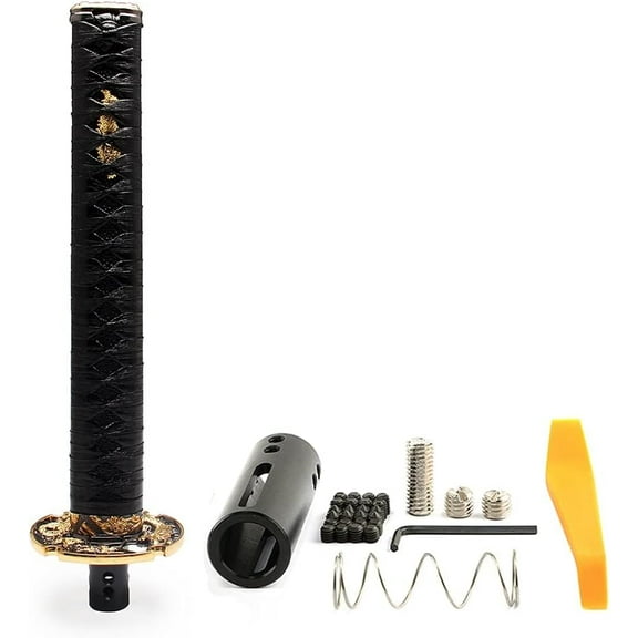 YIUIY Katana Shift Knob Samurai Sword Universal for Automatic Cars with Push Down Button Weighted (26cm Black)