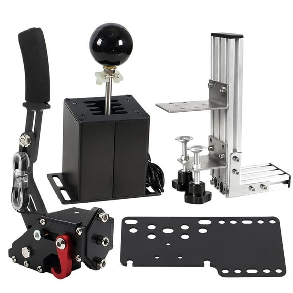 YIUIY PC USB Simulator Shifter 64 Bit Handbrake with Clamp L Shape Lever Kit Compatible with G29 G27 G25 G920 T300RS/GT Steering Wheel Sequential H Gear Shifter Sim Racing Games 6+R Black