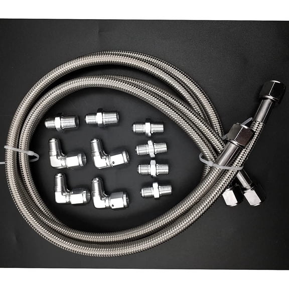 YIUIY SS Braided Transmission Cool Hoses Lines Kits For Chevy Ford TH350 700R4 TH400