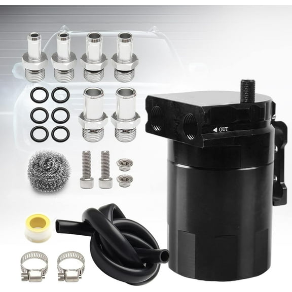 YIUIY Thick Shell Baffled Oil Catch Can Coolant Fuel Catch Can Reservoir Kit - Black