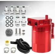 YIUIY Thick Shell Baffled Oil Catch Can Coolant Fuel Catch Can Reservoir Kit - Red