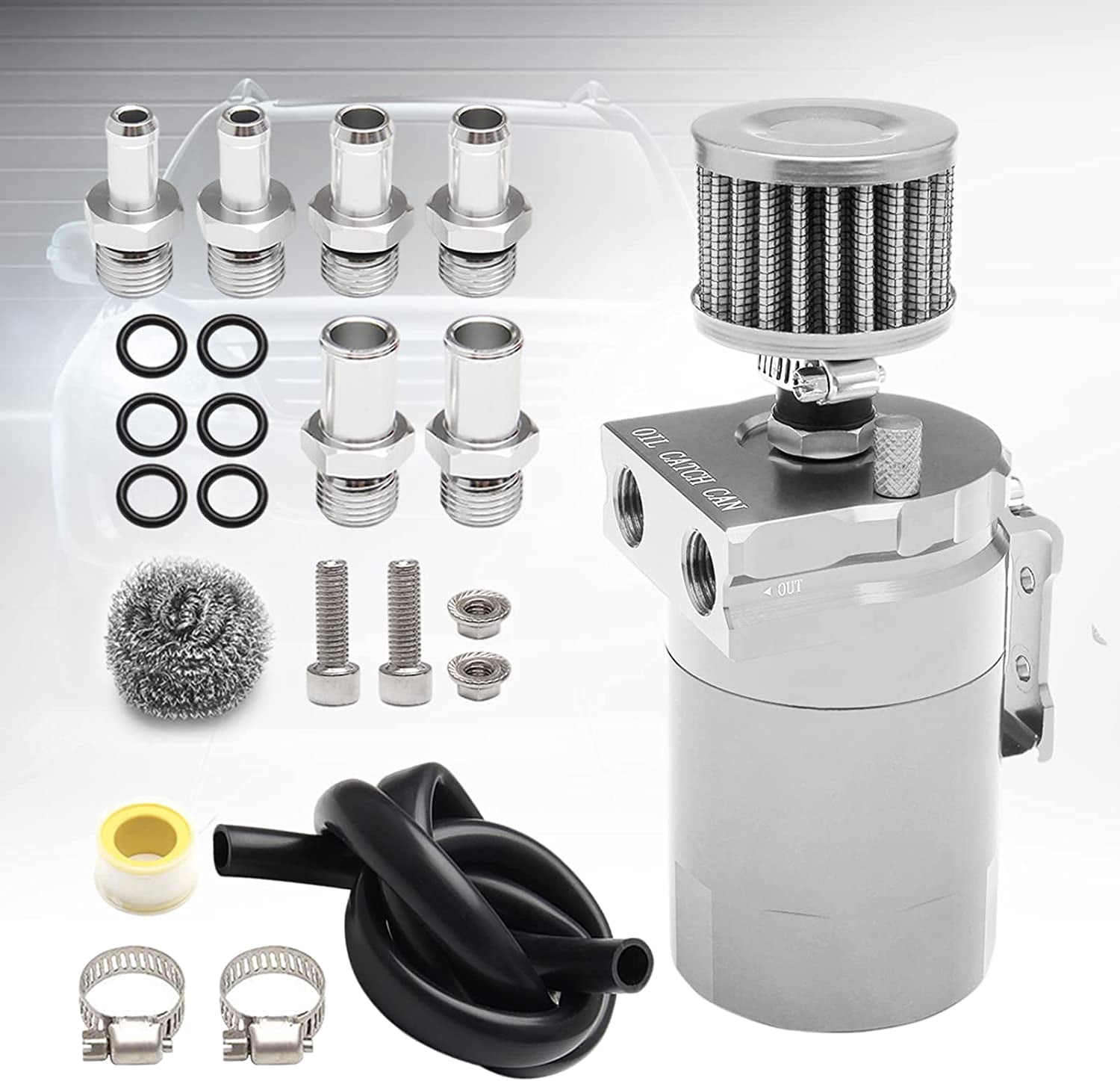Thick Shell Baffled Oil Catch Can Reservoir - 400ML Capacity With Breather Filter | Universal Engine Protection