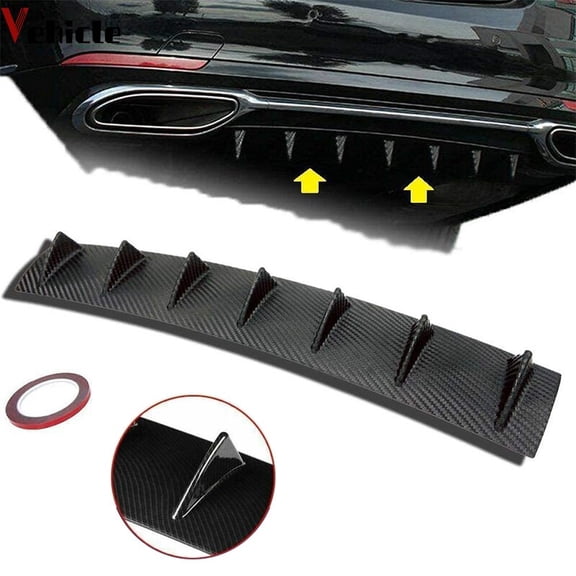YIUIY Universal Carbon Style Rear Lower Bumper Diffuser Fin Spoiler Lip Wing Splitter
