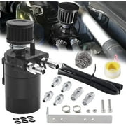 YIUIY Universal Oil Catch Can Breather Tank Baffled Filter With 3/8 Fuel Line,Aluminum,300ml Black
