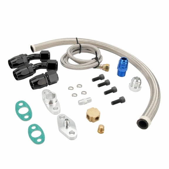 YIUIY Universal Turbo Oil Line Kit Feed+Return Drain Flange T3 T4 T04E Oil Pan Plug US