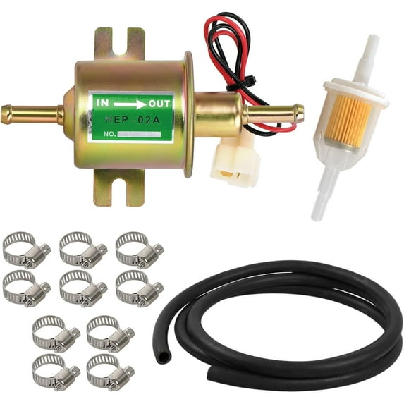 YIUIY Universal Upgrad Electric Fuel Transfer Pump Kit Compatible with All 12V Cars,Boats,Trucks,Lawn Mowers,Carburetors and Generators,3-6PSI Electric Fuel Pump + 2 Meter/6.56-Foot 5/16" ID Fuel