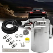 YIUIY Upgraded Baffled Oil Catch Can Kit Aluminum Oil Reservoir Tank with 3/8" Strengthened NBR Fuel Line Silver 400ml