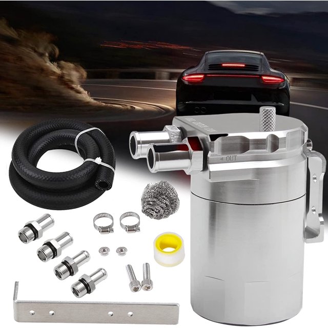 LokoCar 1L Universal Aluminum Oil Catch Can – Silver With Plug