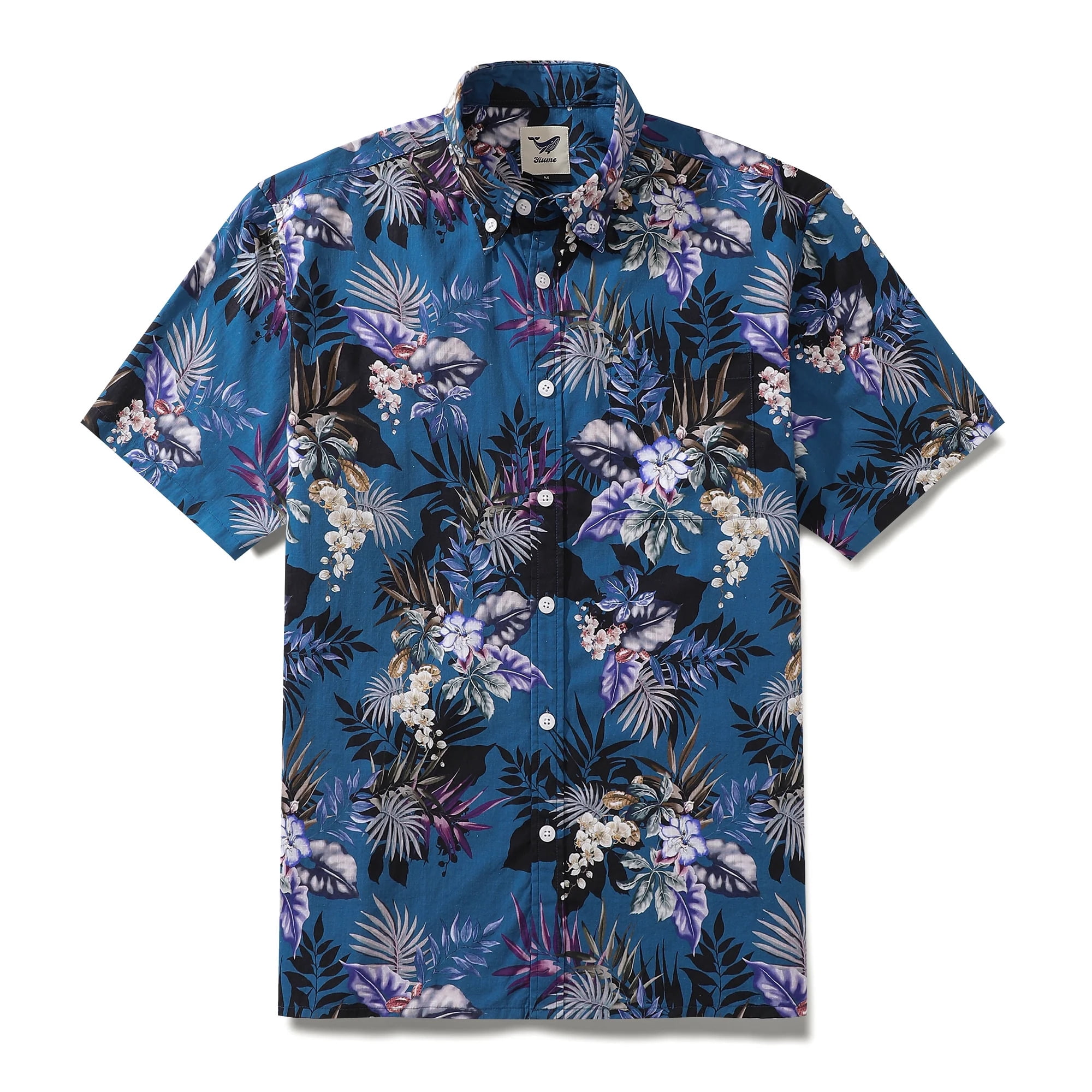 Button-Down Shirt with Oversized 3D Floral Accent - Blue main image 1