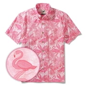 YIUME Flamingos Hawaiian Shirt for Men Short Sleeve Button Down Aloha Shirts Cotton Summer Beach Vacation Tops