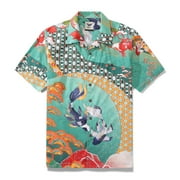 YIUME Hawaiian Shirt For Men Dancing gracefully Shirt Camp Collar 100% Cotton