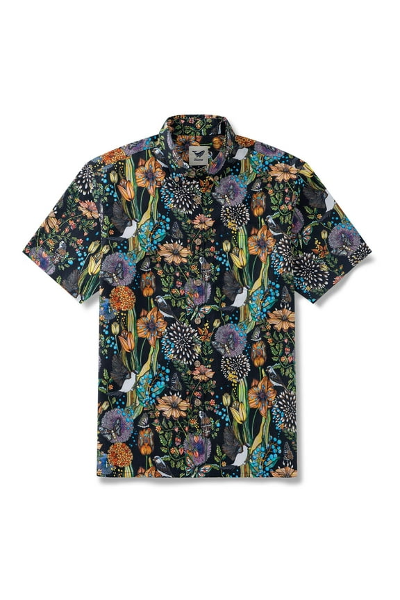 Hawaiian Shirt For Men Floral Button-down Short Sleeve Cotton Aloha Shirts
