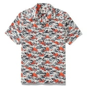 YIUME Hawaiian Shirt For Men Octopus Revelry Shirt Camp Collar 100% Cotton