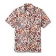 thumbnail image 1 of YIUME Men‘s 1970s Vintage Aloha Shirts Abstract Geometric Figures Tencel Camp Shirt Coconut Button, 1 of 5