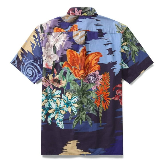 YIUME Men's Hawaiian Shirt 1950s Vintage Moonlight Sonata Print Short Sleeve Aloha Shirt