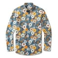 thumbnail image 1 of YIUME Men's Hawaiian Shirt 60's Floral Print By Samantha O' Malley Cotton Button-down Long Sleeve Aloha Shirt, 1 of 8