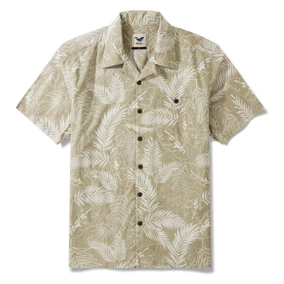 YIUME Men's Hawaiian Shirt Casual Short Sleeve Button Down Palm Leaves Aloha Shirts