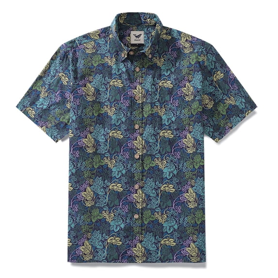 YIUME Men's Hawaiian Shirt Victorian Moody Roses Print By Andrea Leonelli Cotton Button-down Short Sleeve Aloha Shirt
