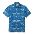 thumbnail image 1 of YIUME Ocean Waves Calssic Print Men's Button-down Shirt 100% Cotton Shell Button, 1 of 4