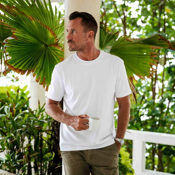 YIUME Stain-proof Crew Neck White Short Sleeve Tee