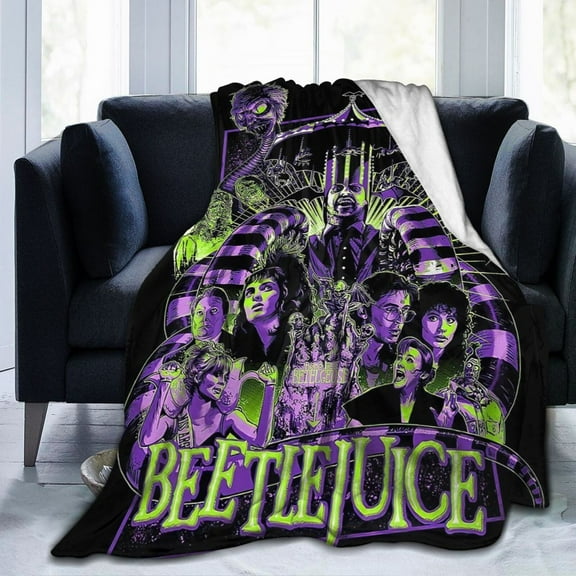 YIVIOYIL Beetlejuice Blanket Halloween Throw Blanket Scary Movie Lover Gifts for Horror Fans, Halloween Party Decoration for All Seasons 50x40