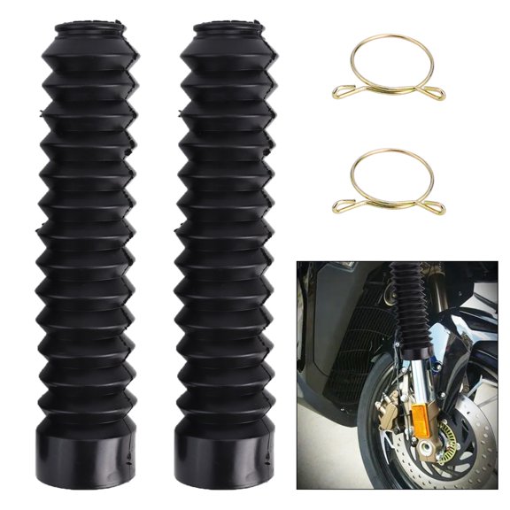YIWEI 2 Pcs Motorcycle Front fork Boot fork Bellows off-Road Motor Black Rubber Boot Dust Cap 13 Section Shock Absorbing Dust Cover