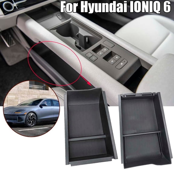 YIWEI 2Pcs Center Console Organizer Set for Hyundai for Ioniq 6 2023-2025 Ower Storage Tray Box Car Interior Accessory Custom Fit