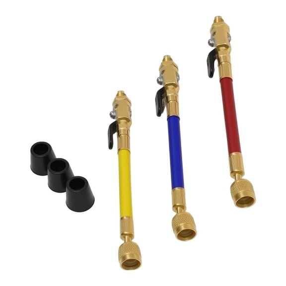 YIWEI 3Pc Brass Hvac Hoses With Air Conditioning Ball Valves Charging Hose Pipe Kit 1/4Inch X 1/4Inch for R410A