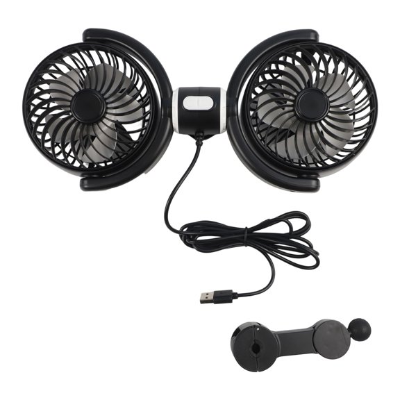 YIWEI Dual Headrest Car Fan With 3 Speeds, 360 Adjustable Usb Cooling Fan for Rear Seats, Space-Saving Air Circulator for Trucks Suvs Vans Rvs, Black