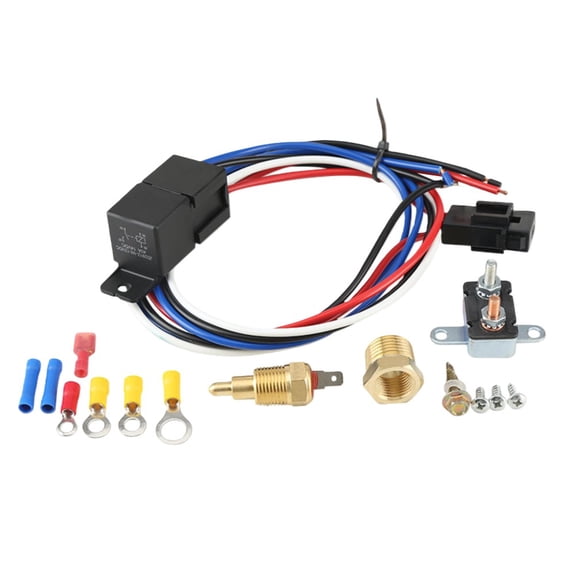 YIWEI Electric Radiator Cooling Fan Relay Kit Thermostat Temperature Switch Dc12V/24V Car Fan Sensor Relay Harness Kit