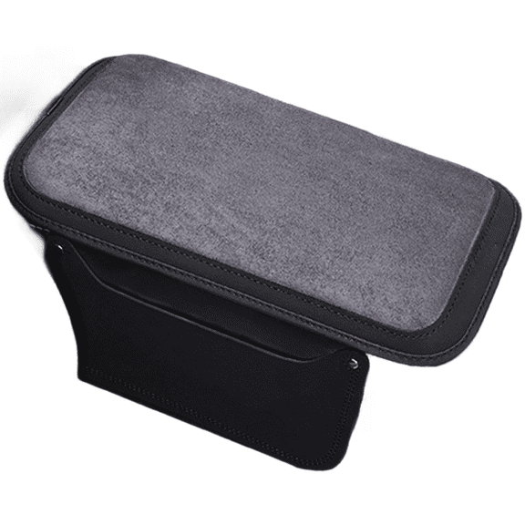 YIWEI Leather Car Center Console Armrest Cover Pad, Anti-Slip Suede Storage Mat With Phone Pocket, Universal Fit for Most Vehicles Interior Accessories, Beige